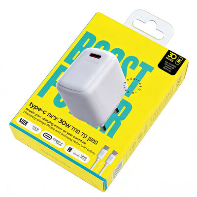 맞춤형 로고 인쇄 30W USB-C 충전기 포장 상자 (블리스터 후크 창 포함) - 휴대폰 충전기용